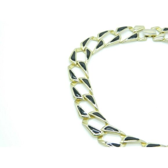 Pcraft Black Enamel Chain Link Gold Tone Necklace - Picture 2 of 4